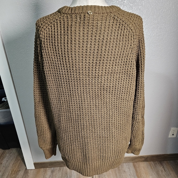 Michael Kors Women's Tan Brown Sweater with Knit Buckle Scarf. Convertable Sz Sm - Picture 6 of 14